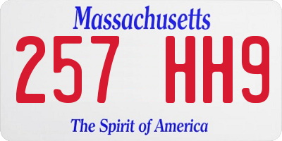 MA license plate 257HH9