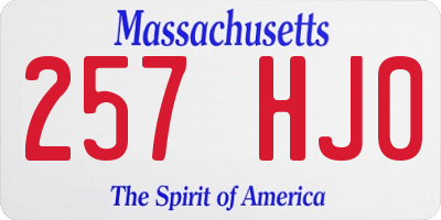 MA license plate 257HJ0
