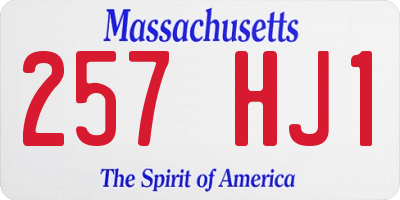 MA license plate 257HJ1