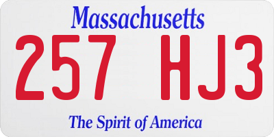MA license plate 257HJ3