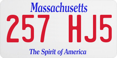 MA license plate 257HJ5