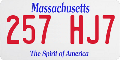 MA license plate 257HJ7