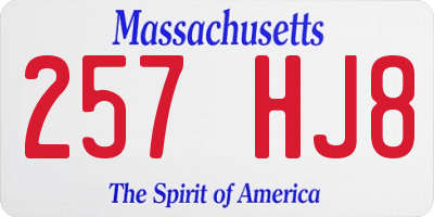 MA license plate 257HJ8