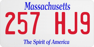 MA license plate 257HJ9