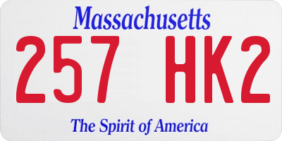 MA license plate 257HK2