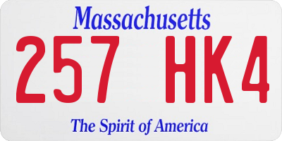 MA license plate 257HK4