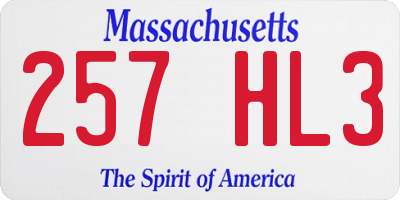 MA license plate 257HL3