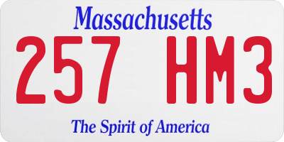 MA license plate 257HM3