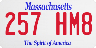 MA license plate 257HM8