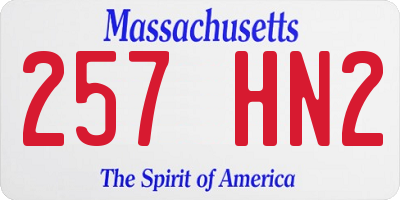 MA license plate 257HN2