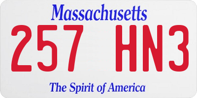 MA license plate 257HN3