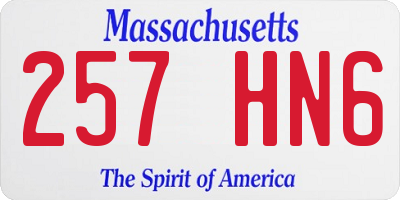 MA license plate 257HN6