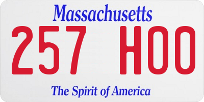 MA license plate 257HO0