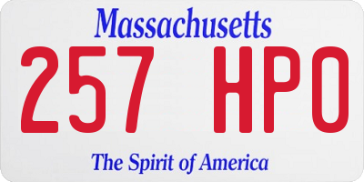 MA license plate 257HP0
