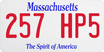 MA license plate 257HP5