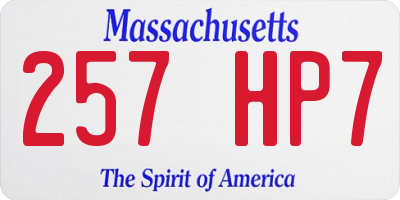 MA license plate 257HP7