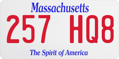 MA license plate 257HQ8