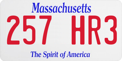 MA license plate 257HR3