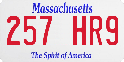 MA license plate 257HR9