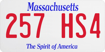 MA license plate 257HS4