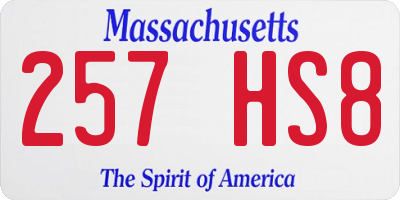 MA license plate 257HS8