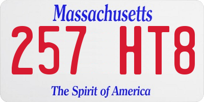 MA license plate 257HT8
