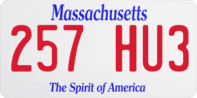 MA license plate 257HU3