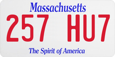 MA license plate 257HU7