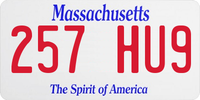 MA license plate 257HU9