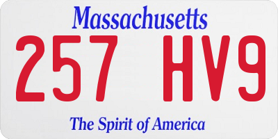 MA license plate 257HV9