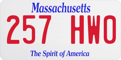 MA license plate 257HW0