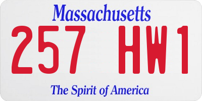 MA license plate 257HW1