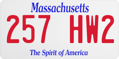 MA license plate 257HW2