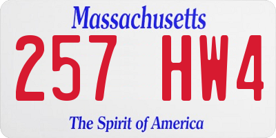 MA license plate 257HW4