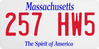 MA license plate 257HW5