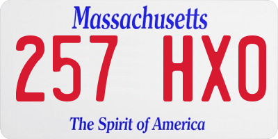 MA license plate 257HX0