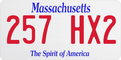 MA license plate 257HX2