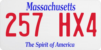 MA license plate 257HX4