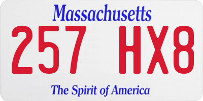MA license plate 257HX8