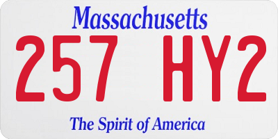 MA license plate 257HY2