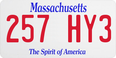 MA license plate 257HY3
