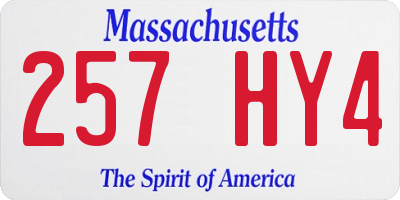 MA license plate 257HY4