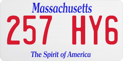 MA license plate 257HY6
