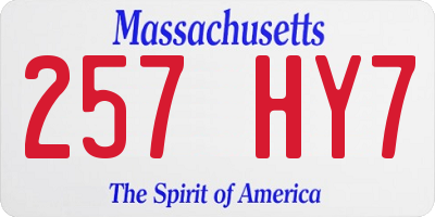 MA license plate 257HY7