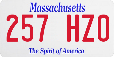 MA license plate 257HZ0