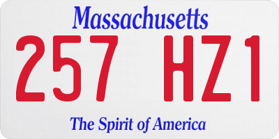 MA license plate 257HZ1