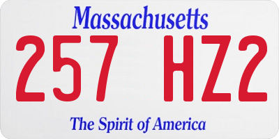 MA license plate 257HZ2