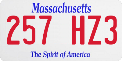MA license plate 257HZ3