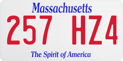 MA license plate 257HZ4