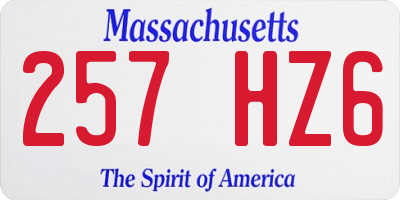 MA license plate 257HZ6